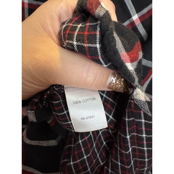 J. Jill Women's Black White Red Plaid Long Sleeve Button-Up Tunic Shirt Large - Picture 5 of 5